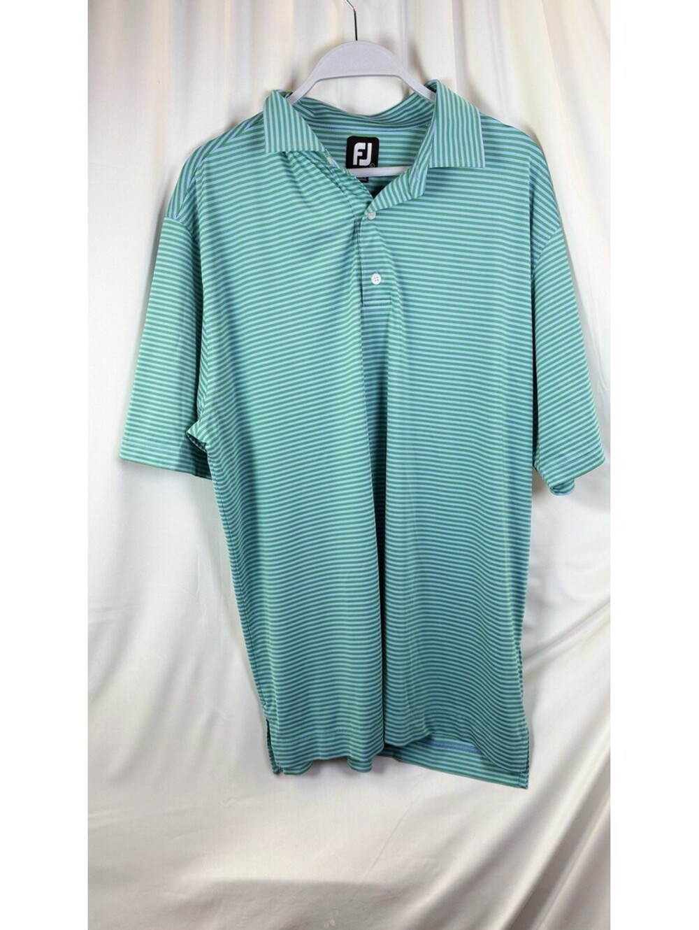 Footjoy Golf Polo Men’s Size Large Teal/Blue Striped Large Outdoors Wicking